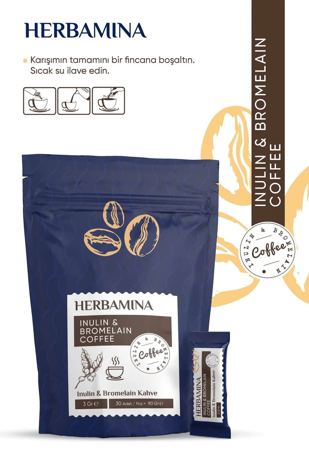 Herbamina İnülin ve Bromelain Kahvesi 30 x 3g